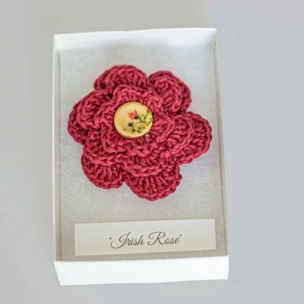 Rose Button Brooch - Red